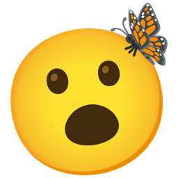 Face with open mouth and Butterfly