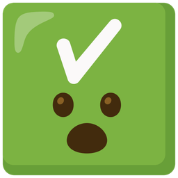 Face with open mouth and Check mark button