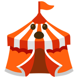 Face with open mouth and Circus tent