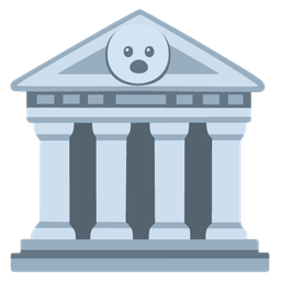 Face with open mouth and Classical building