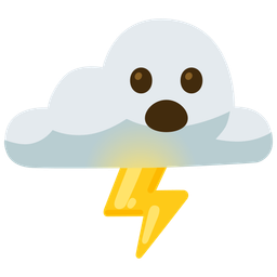 Face with open mouth and Cloud with lightning