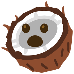 Face with open mouth and Coconut