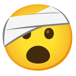 Face with open mouth and Face with head-bandage