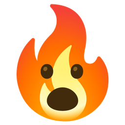 Face with open mouth and Fire
