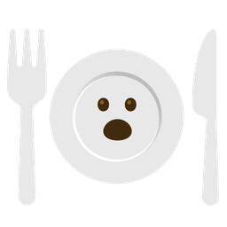 Face with open mouth and Fork and knife with plate