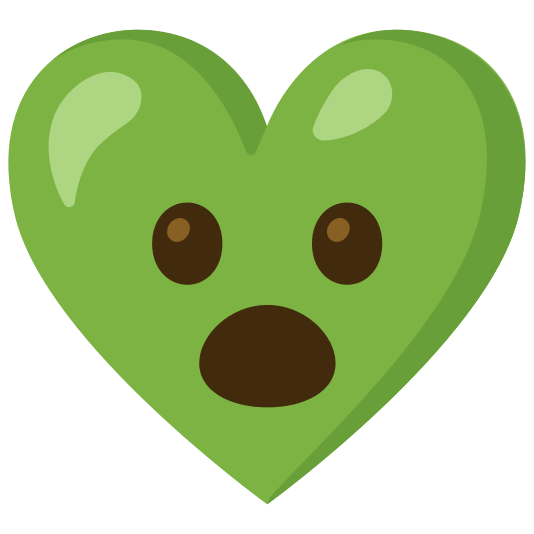 Face with open mouth and Green heart
