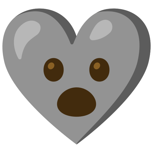 Face with open mouth and Grey heart