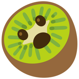 Face with open mouth and Kiwi fruit
