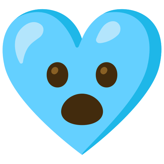 Face with open mouth and Light blue heart