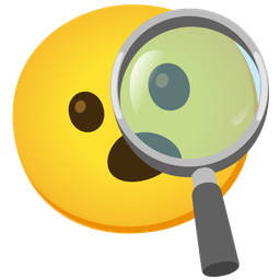 Face with open mouth and Magnifying glass tilted right