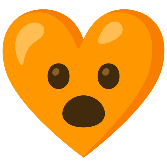 Face with open mouth and Orange heart