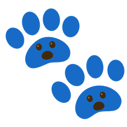 Face with open mouth and Paw prints