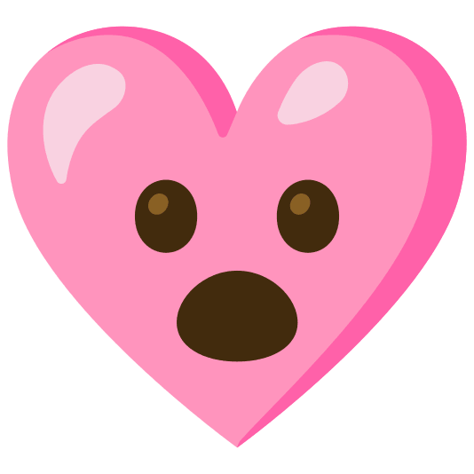 Face with open mouth and Pink heart