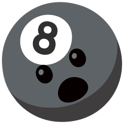 Face with open mouth and Pool 8 ball
