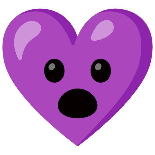 Face with open mouth and Purple heart