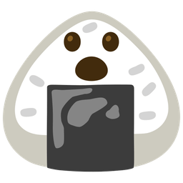 Face with open mouth and Rice ball