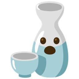 Face with open mouth and Sake