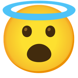 Face with open mouth and Smiling face with halo