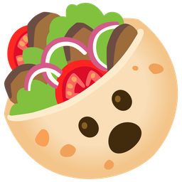 Face with open mouth and Stuffed flatbread