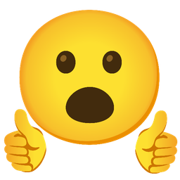 Face with open mouth and Thumbs up