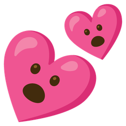 Face with open mouth and Two hearts