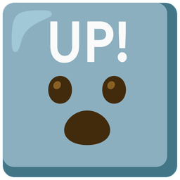 Face with open mouth and UP! button