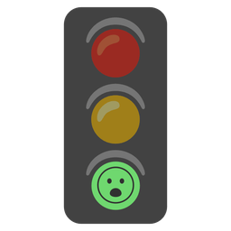 Face with open mouth and Vertical traffic light