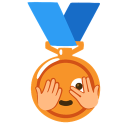 face with peeking eye and 3rd place medal