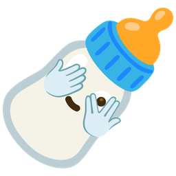 face with peeking eye and baby bottle