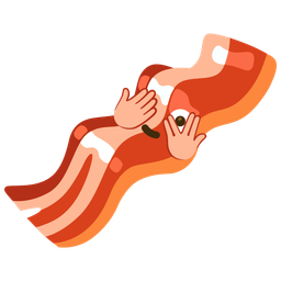 face with peeking eye and bacon