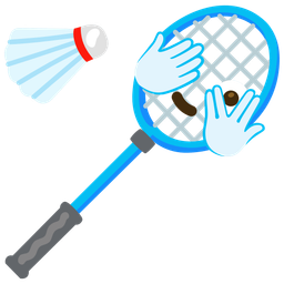 face with peeking eye and badminton