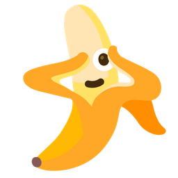 face with peeking eye and banana