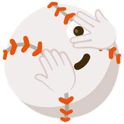 face with peeking eye and baseball