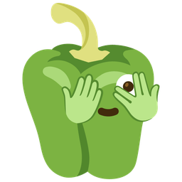 face with peeking eye and bell pepper