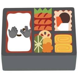 face with peeking eye and bento box