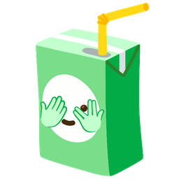 face with peeking eye and beverage box