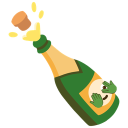 face with peeking eye and bottle with popping cork