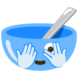 face with peeking eye and bowl with spoon