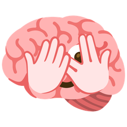 face with peeking eye and brain