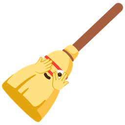 face with peeking eye and broom