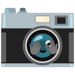 face with peeking eye and camera