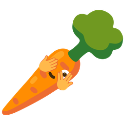 face with peeking eye and carrot