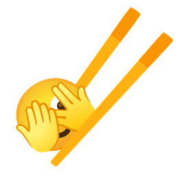 face with peeking eye and chopsticks