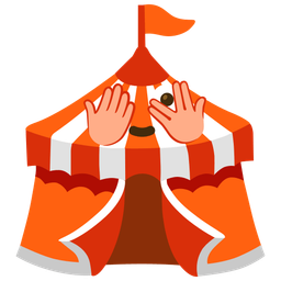 face with peeking eye and circus tent