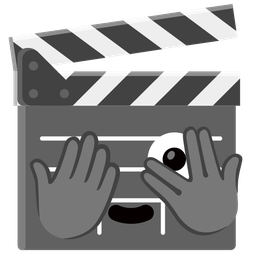 face with peeking eye and clapper board