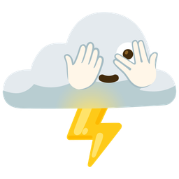 face with peeking eye and cloud with lightning