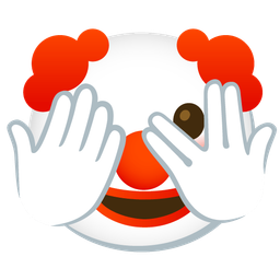 face with peeking eye and clown face