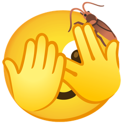 face with peeking eye and cockroach
