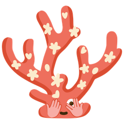 face with peeking eye and coral