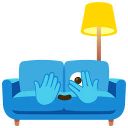 face with peeking eye and couch and lamp